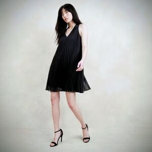 Banana Republic Black Pleated Swing Dress